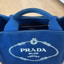 PRADA Canapa handbag, blue, with guarantee card. #QY4IOE