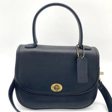Old Coach 2-way bag, turnlock closure, glove-tanned leather, dark blue. #QYDXZ8