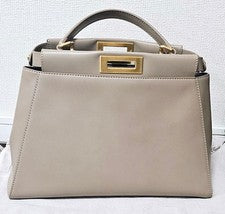 FENDI Peekaboo Regular Gray Nappa Leather Handbag #QYDYH5