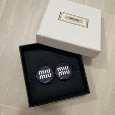 [Good condition] ♡miu miu♡ Looks great with summer outfits logo earrings navy
