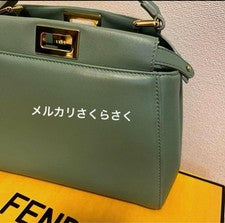 FENDI Peekaboo Handbag Emerald Green Hard to Find Color Shoulder Italy 500K JPY #QY1JEV