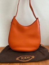 TOD'S Orange Hobo Shoulder Bag T-Logo Hardware W34 H34.5 Authentic #QYK5IU