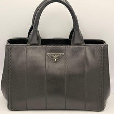 PRADA Canapa Soft Calf Leather Tote Bag, Black, Made in Italy #QYKKTF