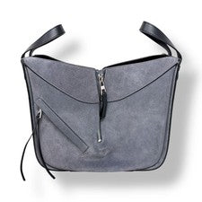Loewe Hammock Bag Small Handbag, Gray/Black Suede #QY2U4S