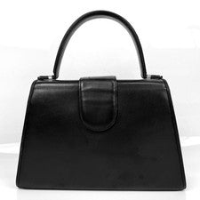 Yves Saint Laurent formal bag, gold hardware, center logo, leather, blac #QY8E1I