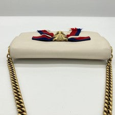 GUCCI Animalier Broadway Bow Flap Handbag White #QY3A1E